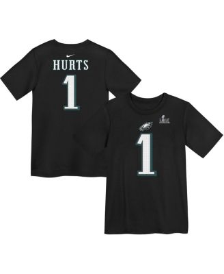 Nike - Preschool Jalen Hurts Black Philadelphia Eagles Super Bowl LIX Name Number T-Shirt