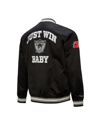 Men's Black Oakland Raiders Double Down Satin Full-Snap Jacket