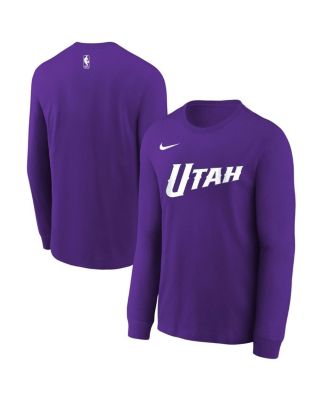 Nike - Big Boys and Girls Purple Utah Jazz 2024/25 City Edition Wordmark Performance Long Sleeve T-Shirt