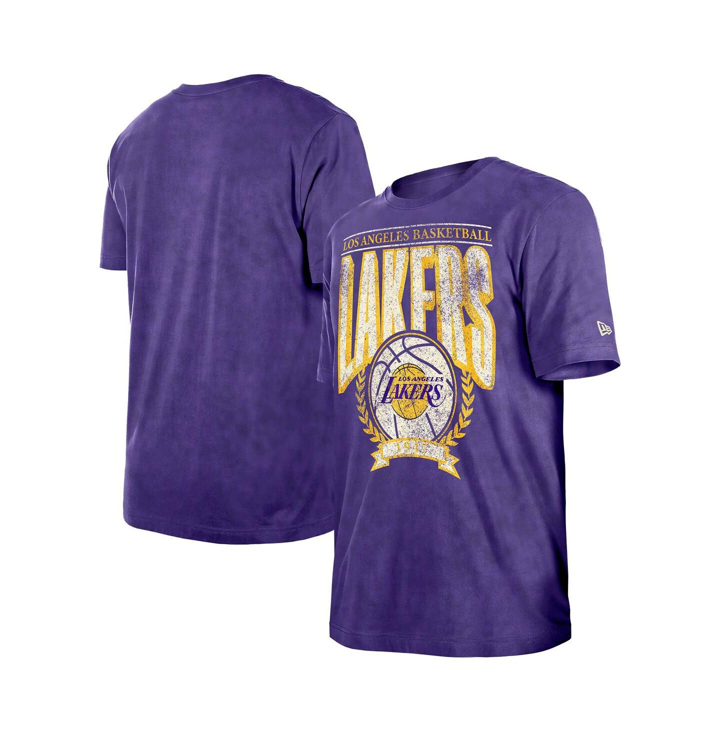 Мужская футболка New Era Purple Los Angeles Lakers Hardwood Classics Oversized Boxy Mineral Wash — фото 1