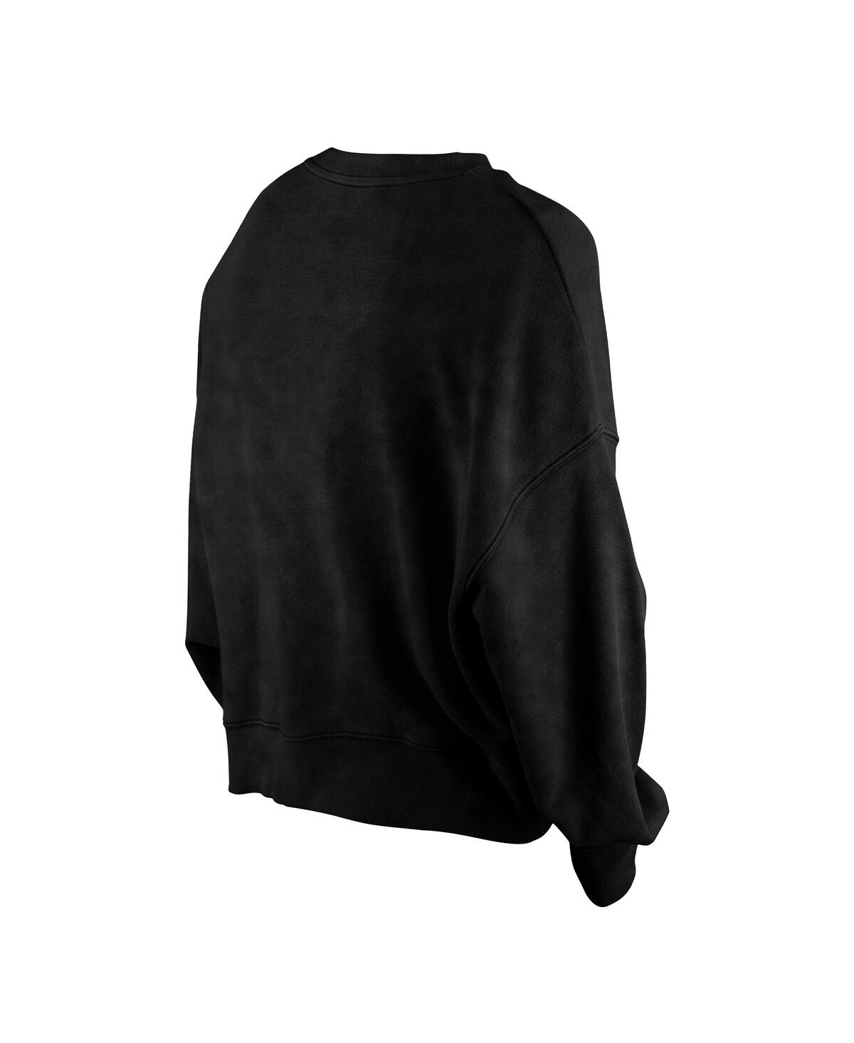 NEW ERA WOMEN'S BLACK SACRAMENTO KINGS HARDWOOD CLASSICS ENZYME WASH OVERSIZED BOXY PULLOVER SWEATSHIRT 