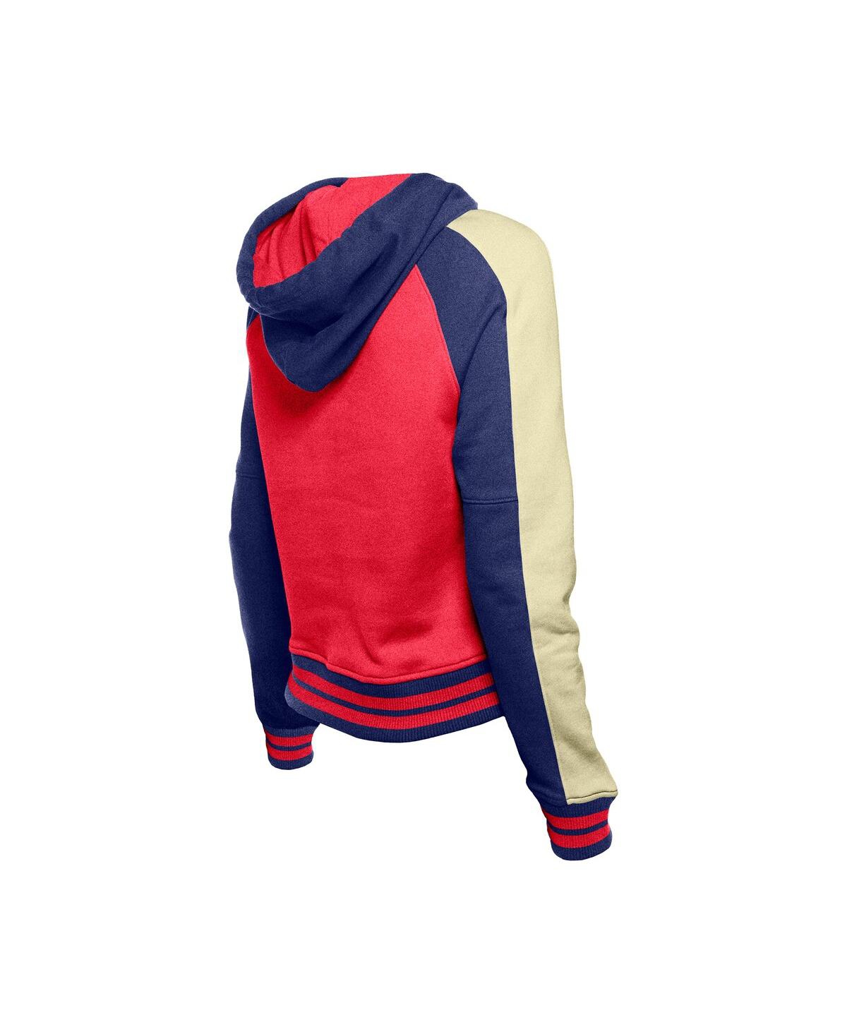 NEW ERA WOMEN'S RED PHILADELPHIA PHILLIES THROWBACK CROPPED RAGLAN PULLOVER HOODIE 