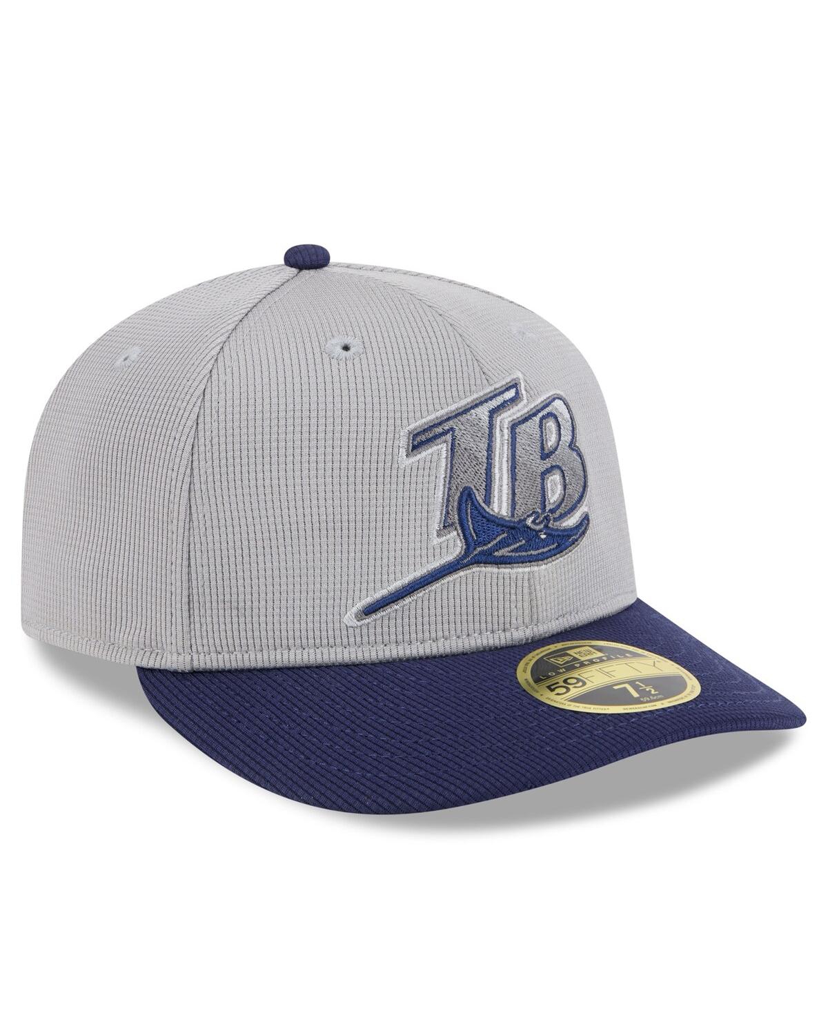 New Era Men's Gray/navy Tampa Bay Rays 2025 Batting Practice Low Profile 59fifty Fitted Hat In Gray,navy