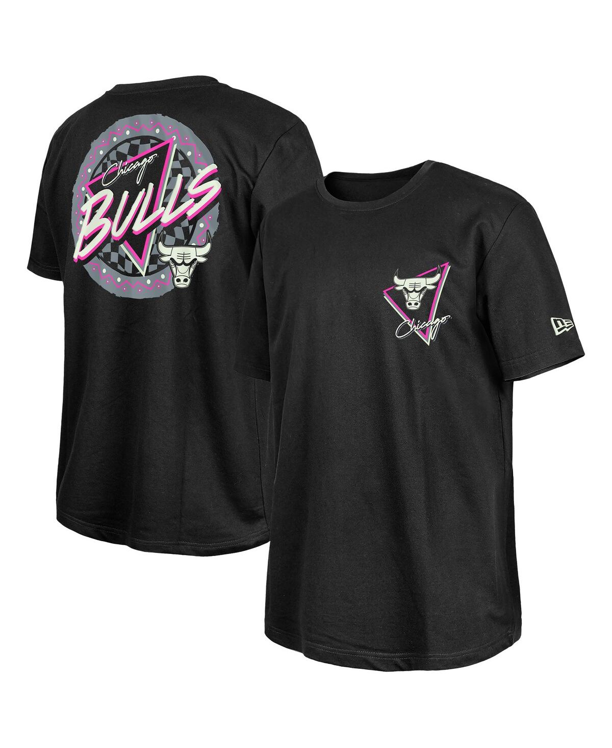 NEW ERA MEN'S BLACK CHICAGO BULLS GLOW-IN-THE-DARK T-SHIRT 
