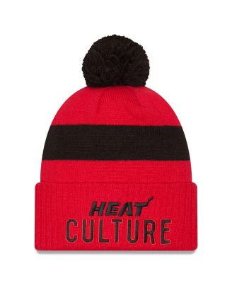 New Era - Men's Red Miami Heat 2024/25 City Edition Cuffed Knit Hat with Pom