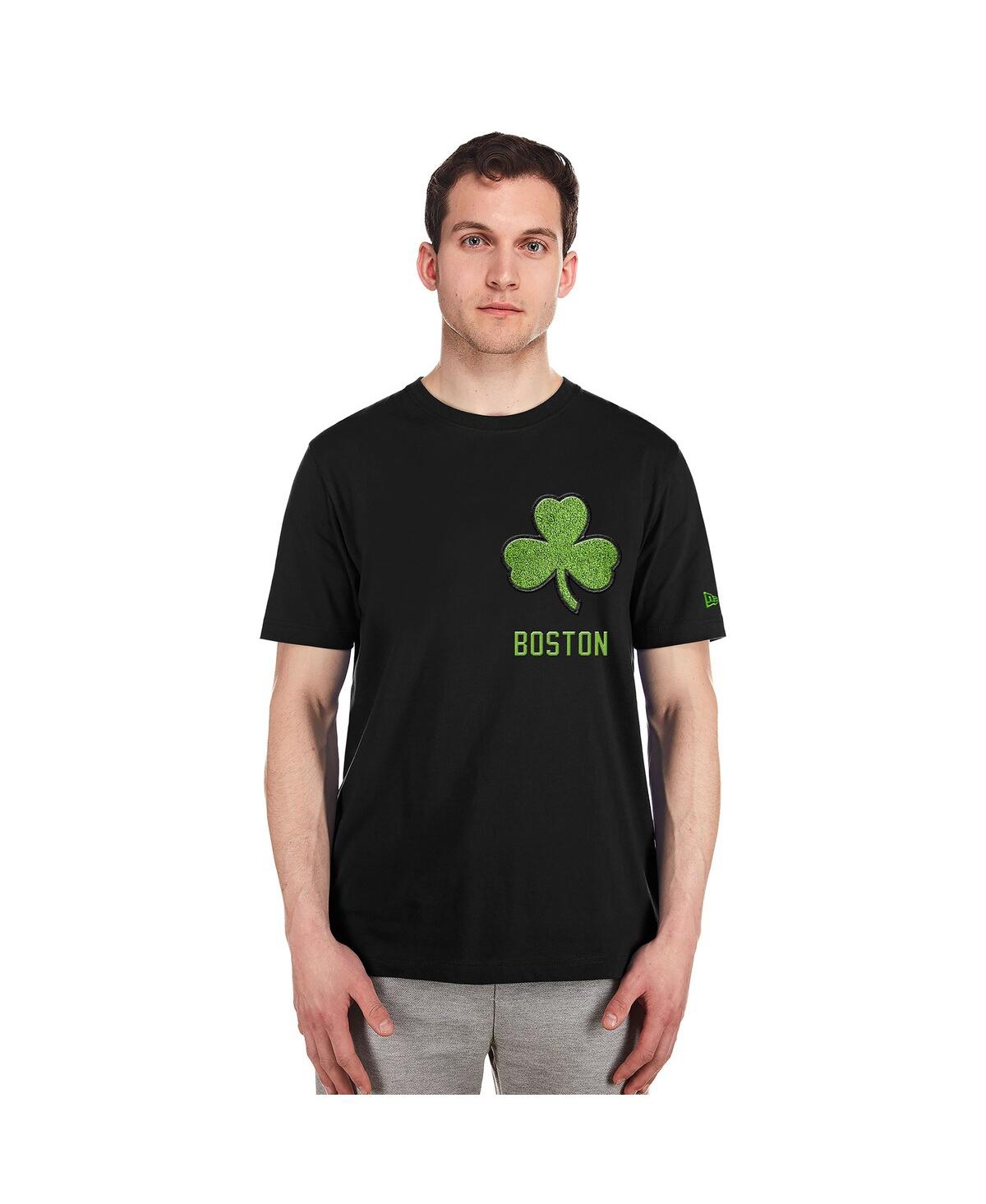 NEW ERA MEN'S BLACK BOSTON CELTICS 2024/25 CITY EDITION CHENILLE HEAVYWEIGHT T-SHIRT 