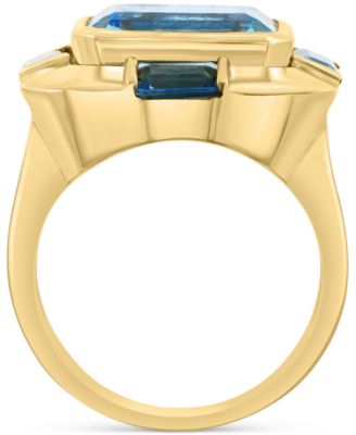 EFFY&reg; Blue Topaz (7 ct. t.w.) & London Blue Topaz (1-1/2 ct. t.w.) Statement Ring in 14k Gold-Plated Sterling Silver