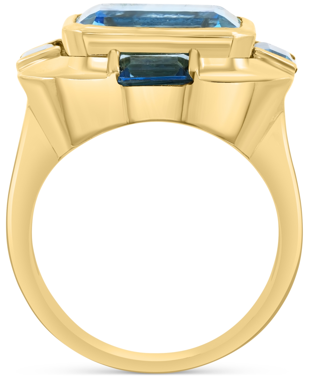 Effy Collection Effy Blue Topaz (7 Ct. T.w.) & London Blue Topaz (1-1/2 Ct. T.w.) Statement Ring In 14k Gold-plated  In Blue