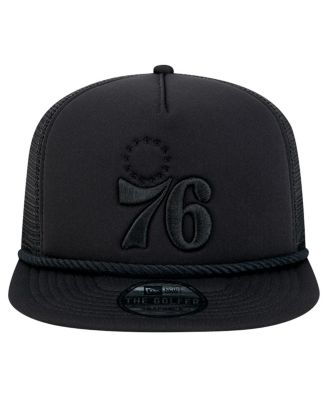 Men's Black Philadelphia 76ers Tone Foam Meshback Golfer Snapback Hat