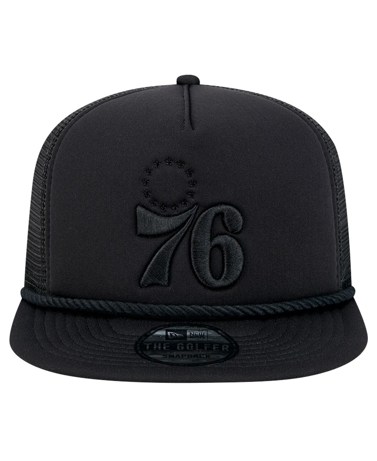 NEW ERA MEN'S BLACK PHILADELPHIA 76ERS TONE FOAM MESHBACK GOLFER SNAPBACK HAT 
