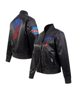 Pro Standard - Women's Black Philadelphia Phillies Rhinestone Satin Full-Snap Jacket