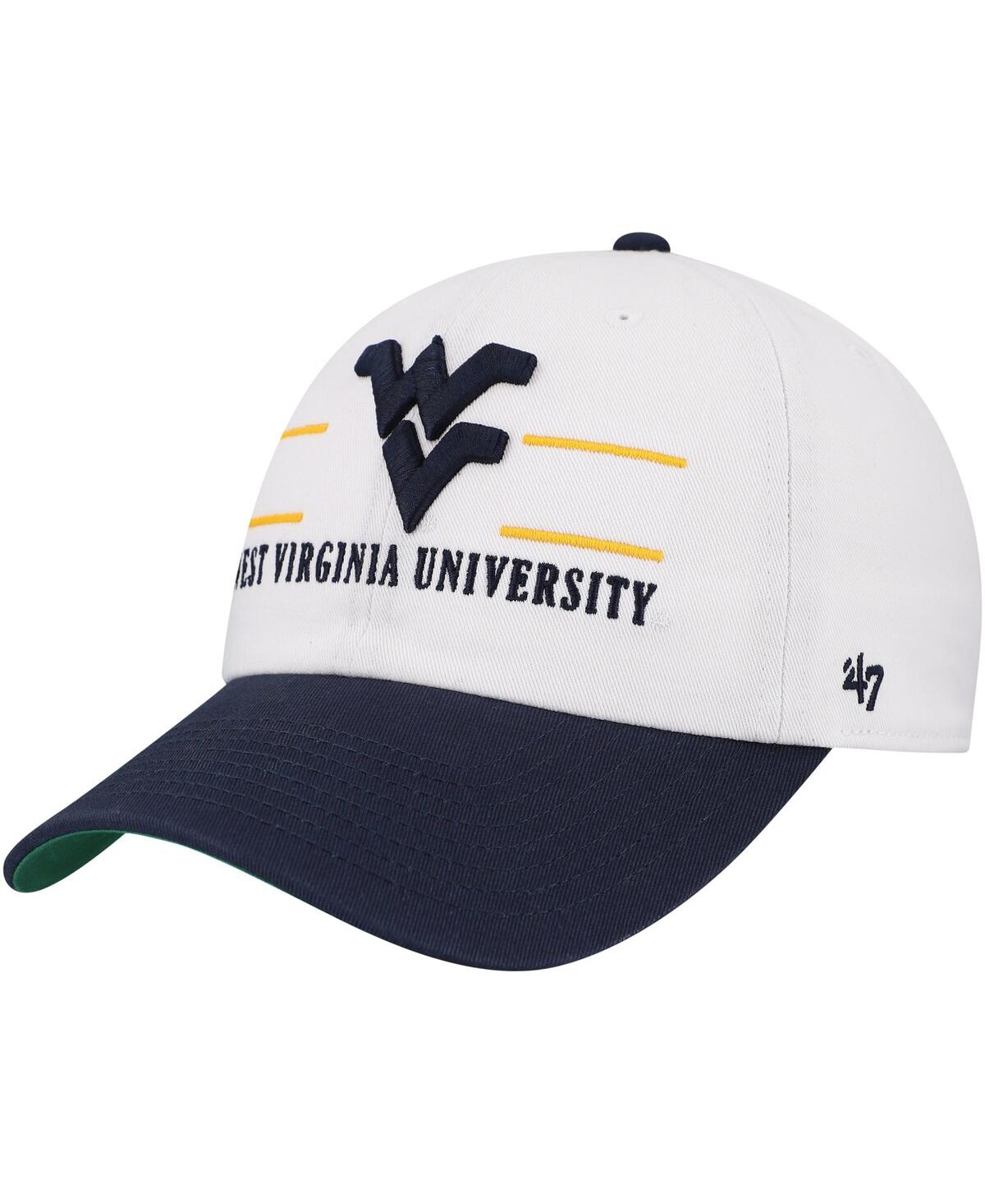 47 Brand Men's White West Virginia Mountaineers Gridiron Clean Up Adjustable Hat In White