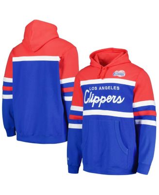 Mitchell & Ness - Men's Royal/Red LA Clippers Head Coach Pullover Hoodie