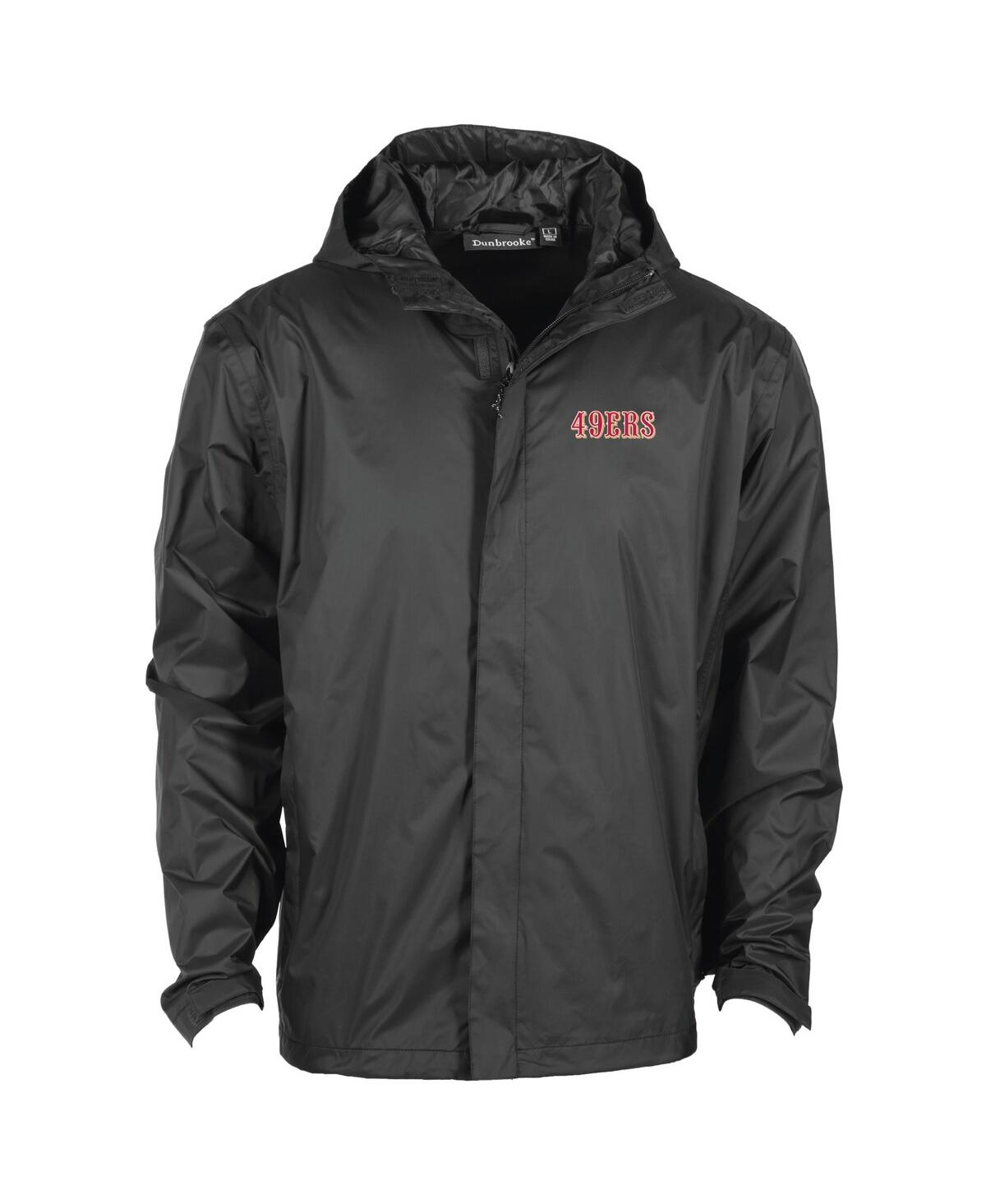 DUNBROOKE MEN'S BLACK SAN FRANCISCO 49ERS TROPIC WATERPROOF PACKABLE FULL-ZIP HOODIE JACKET 