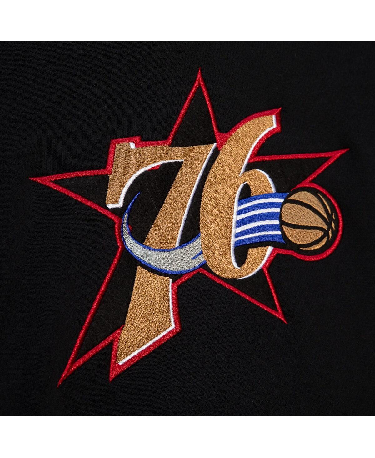 Mitchell & Ness Men's Black Philadelphia 76ers Color Block 2.0 Fleece Pullover Hoodie In Black