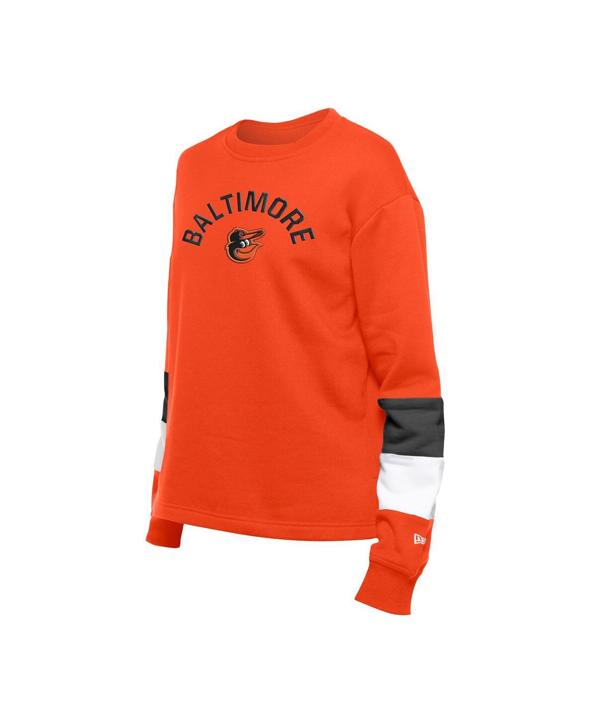 Shop New Era Women's Orange Baltimore Orioles Gameday Crewneck Sweatshirt