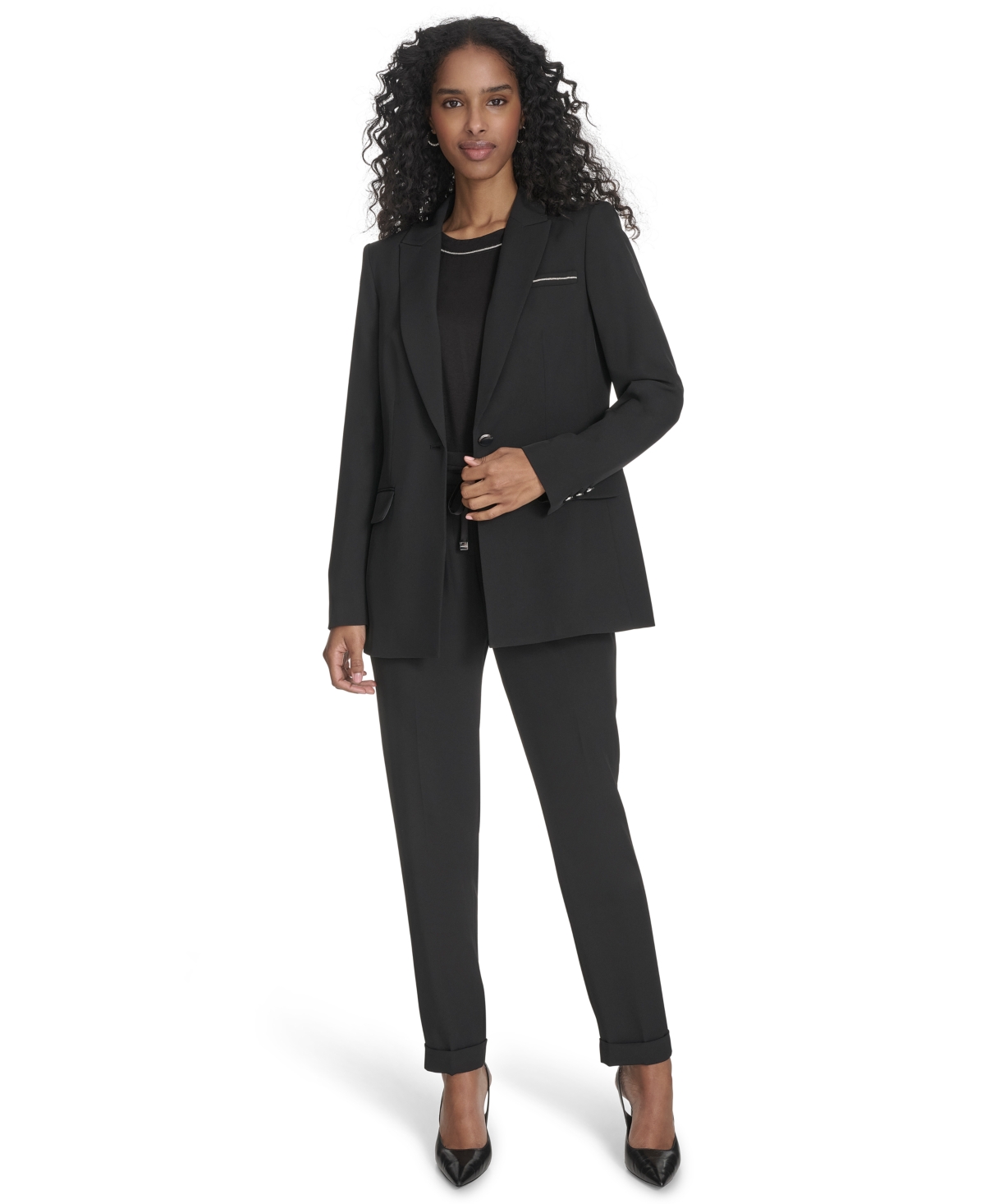 Calvin Klein Women's One-button Blazer In Black