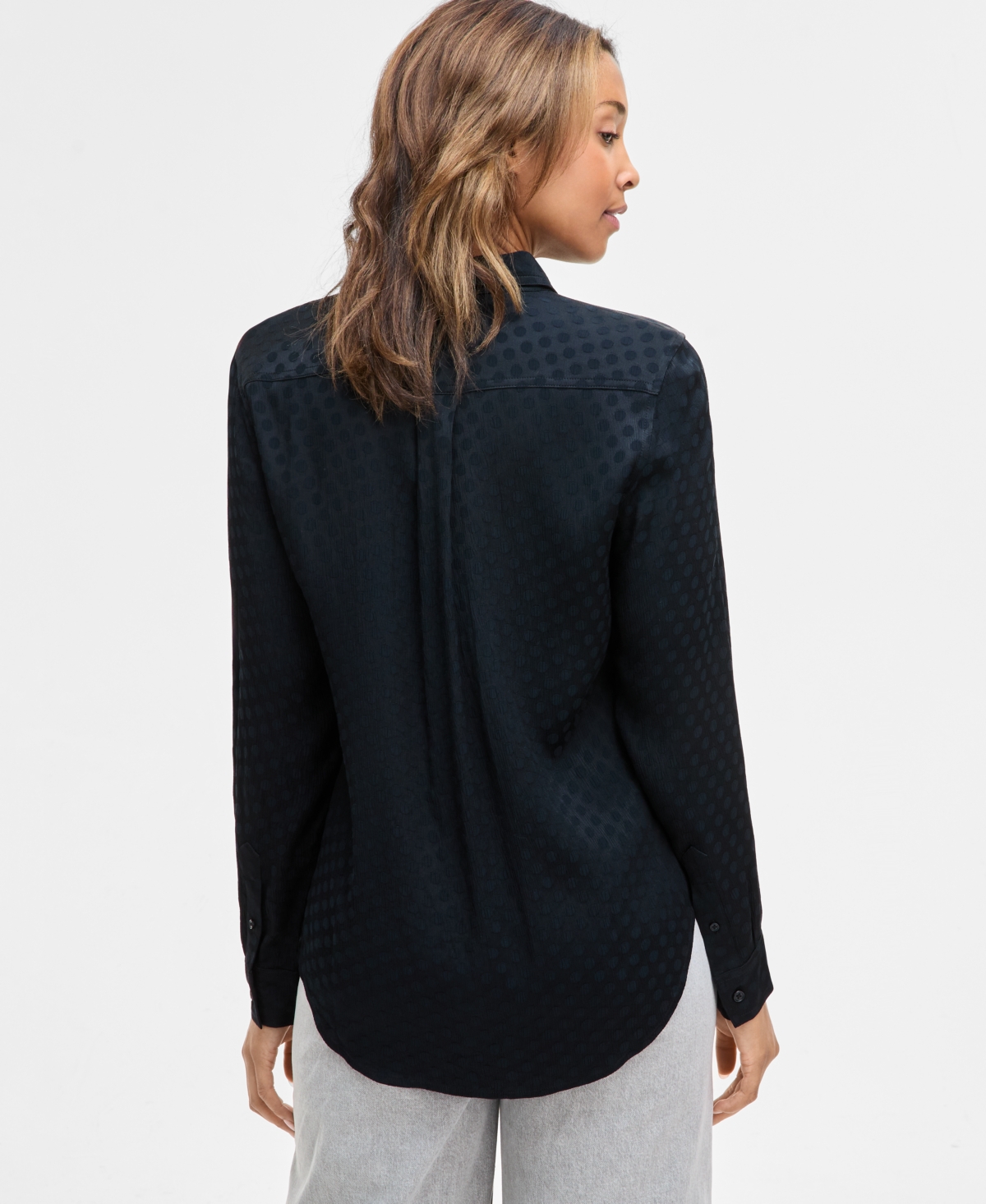 On 34th Women's Printed Pintuck Blouse, Exclusively At Macy's In Deep Black
