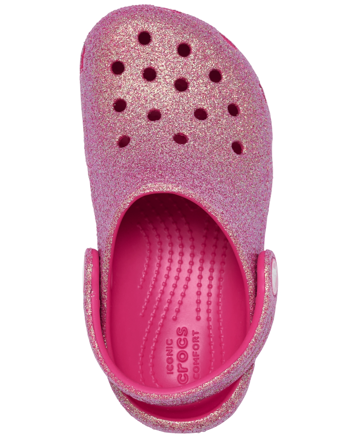 Crocs Little Girls Classic Glitter Clogs From Finish Line In Dragonfruit