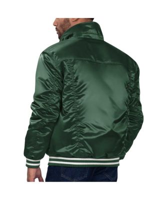 x Levi's Men's Hunter Green Milwaukee Bucks Silver Label Trucker Satin Full-Snap Jacket
