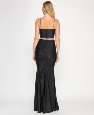 Juniors' 2-Pc. Sleeveless Satin Dress