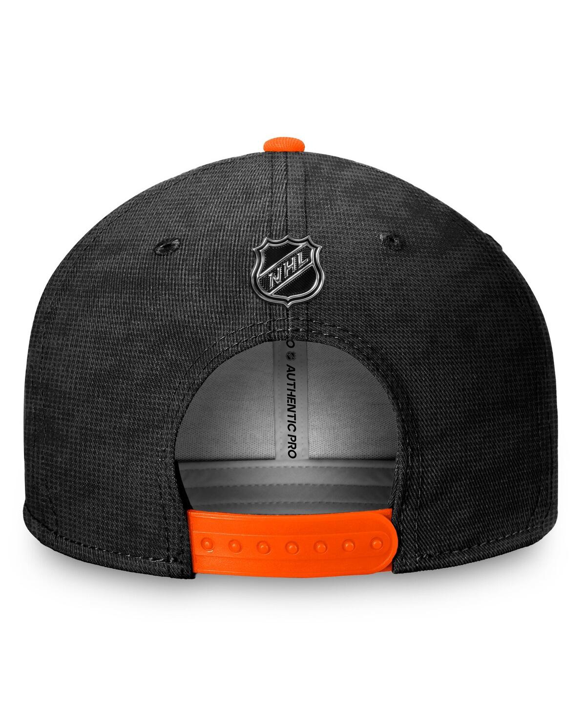 Fanatics Men's Black/orange Anaheim Ducks Authentic Pro Rink Snapback Hat In Black,orange