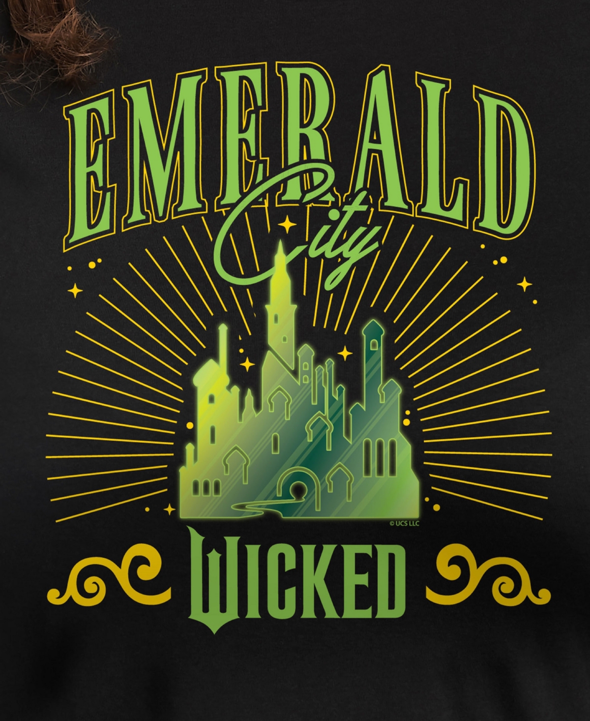 Hybrid Apparel Trendy Plus Size Wicked Emerald City Graphic Crew Neck T-shirt In Black