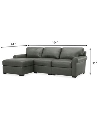 Radley Roll Arm 104" 3-Pc. Leather Sectional