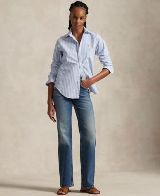 Women's Slim-Fit Striped Oxford Shirt