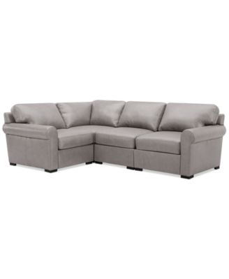 Radley Roll Arm 104" 4-Pc. Leather Square Corner L Sectional