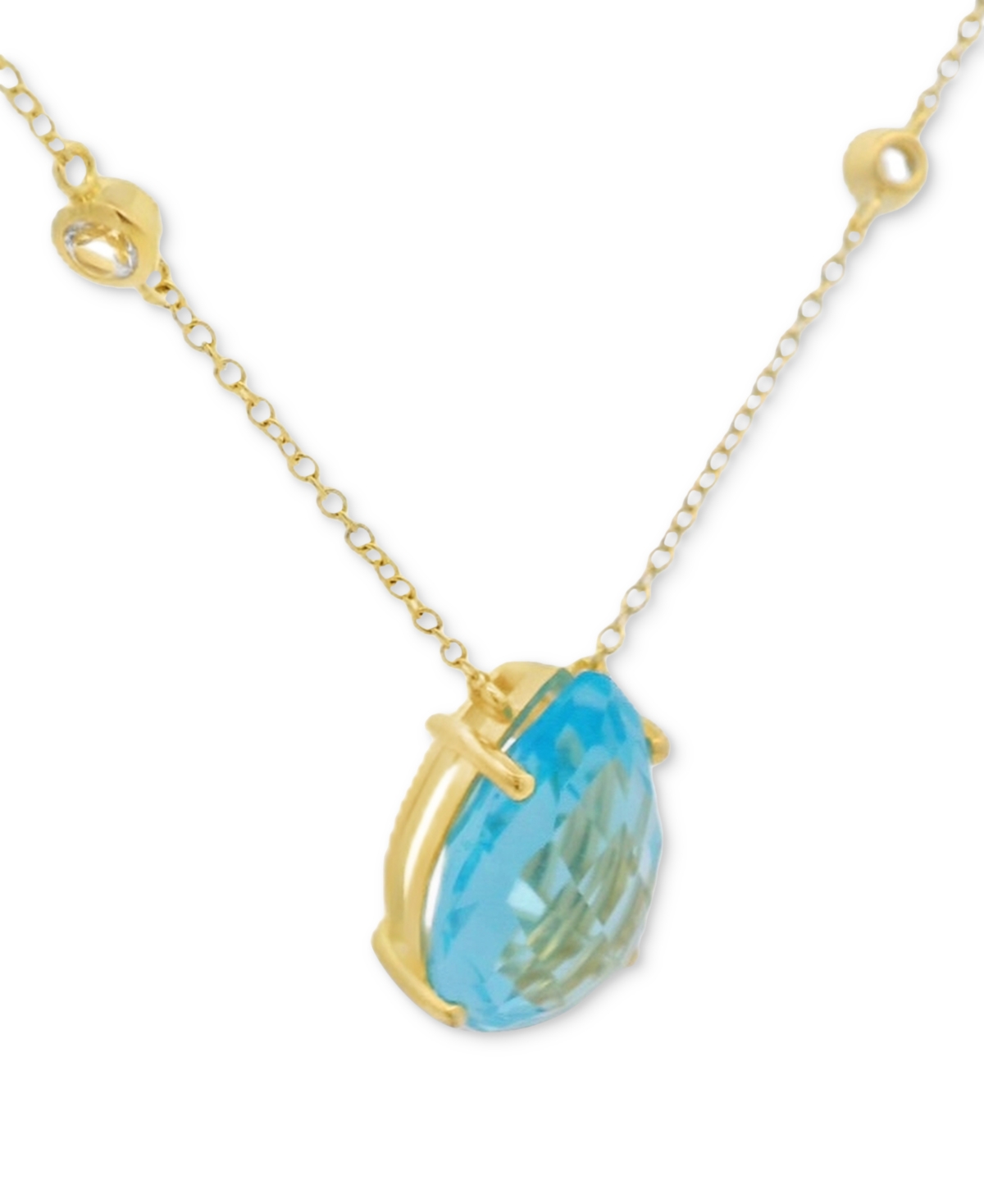 Macy's Swiss Blue Topaz (12 Ct. T.w.) & White Topaz (3/8 Ct. T.w.) Pendant Necklace In 10k Gold-plated Ster In Swiss Blue Topaz