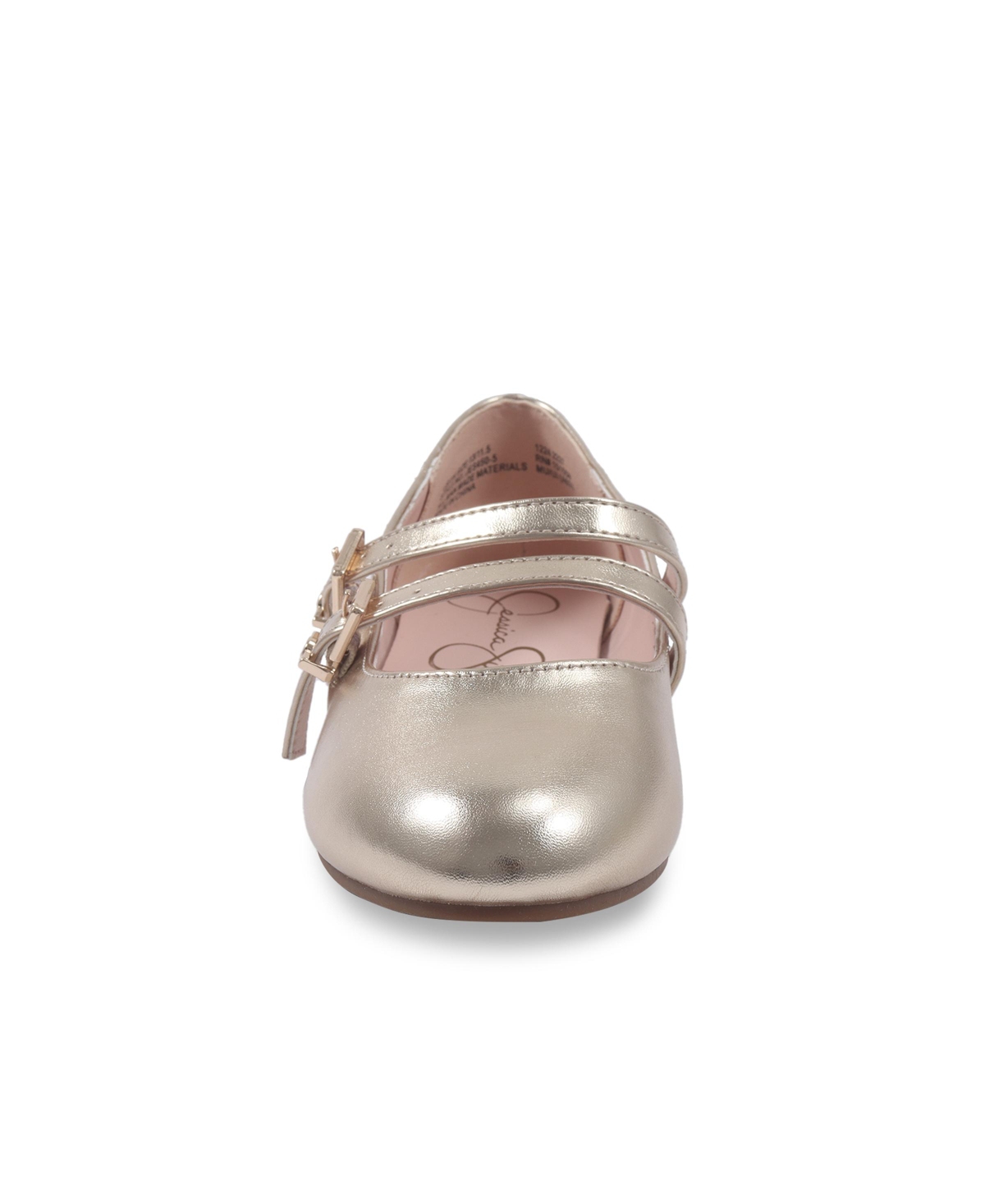 Shop Jessica Simpson Toddler And Big Girls Amy Double Strap Ballet Flat In Soft Gold