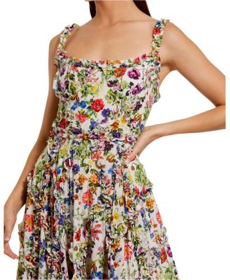 Women's Ruffle Floral Sweetheart Neck Gown