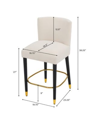 Set of 2 Counter Stools 27" Upholstered Tufted Seat Modern Design Ideal for Kitchen Island & Bar