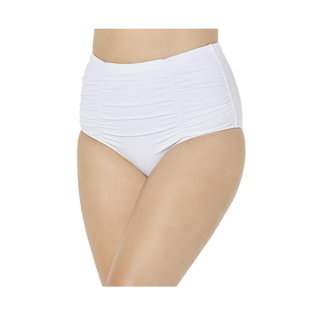 Women's Shirred High Waist Swim Brief - Papaya