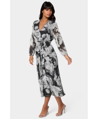 Women's Print Wrap Midi Dress