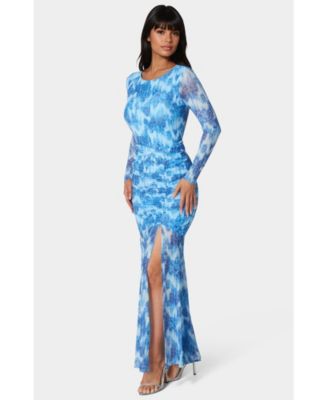 Women's Ruched Long Sleeve Maxi Dress