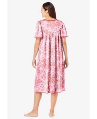 Plus Size Short Silky Lace-Trim Gown