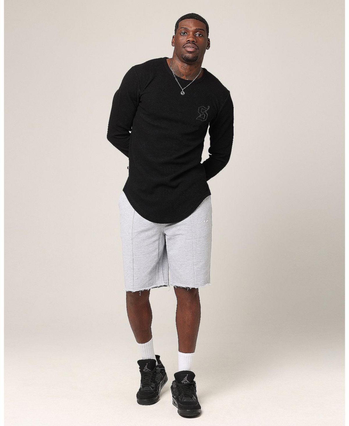 Men's Baggy 90's Sweat Shorts - Light grey marle
