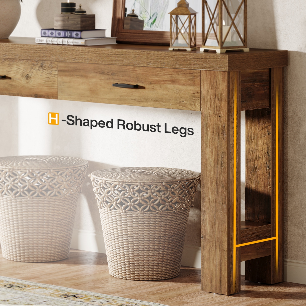 Tribesigns 3-Tier Narrow Side Table with Storage,Wood Sofa Side Table with Geometric Metal Frame,Industrial Nightstand and Bedside End Table