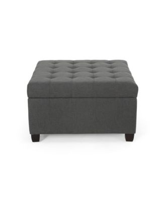 Storage Ottoman with Button-Tufted Lid, Upholstered Square Ottoman Bench for Living Room, Bedroom, Entryway