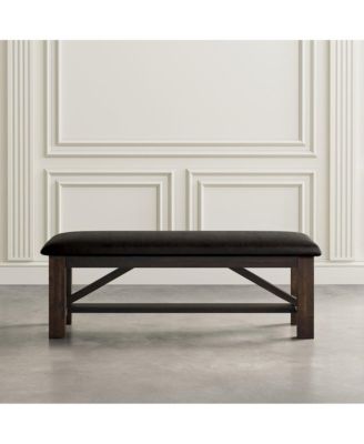 Kona Grove Distressed Rustic Solid Wood 54"" Upholstered Trestle Dining Bench