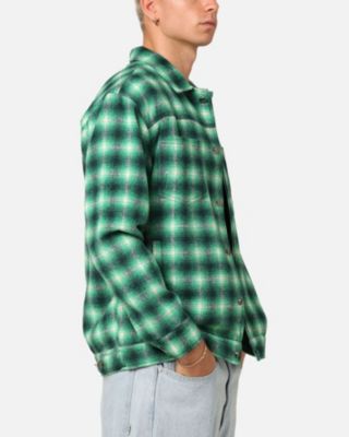 Men's Darby Plaid Shacket- Dark Green, S