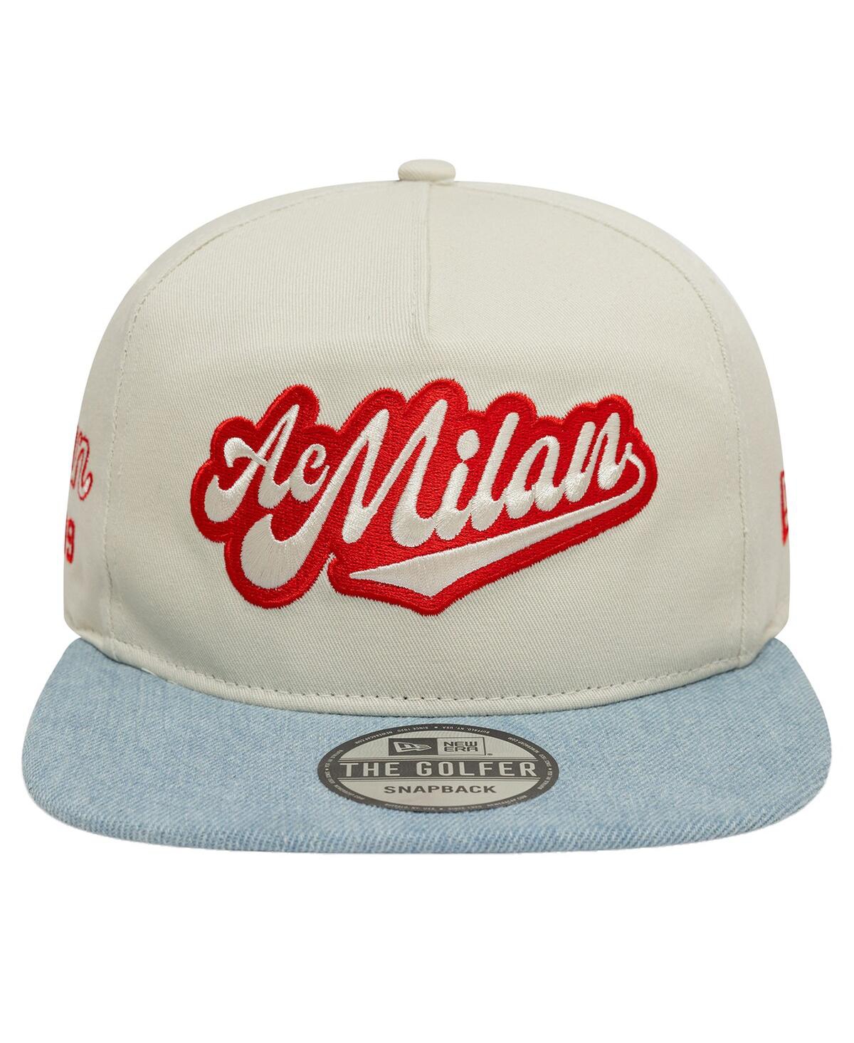 NEW ERA MEN'S TAN AC MILAN DENIM GOLFER SNAPBACK HAT 