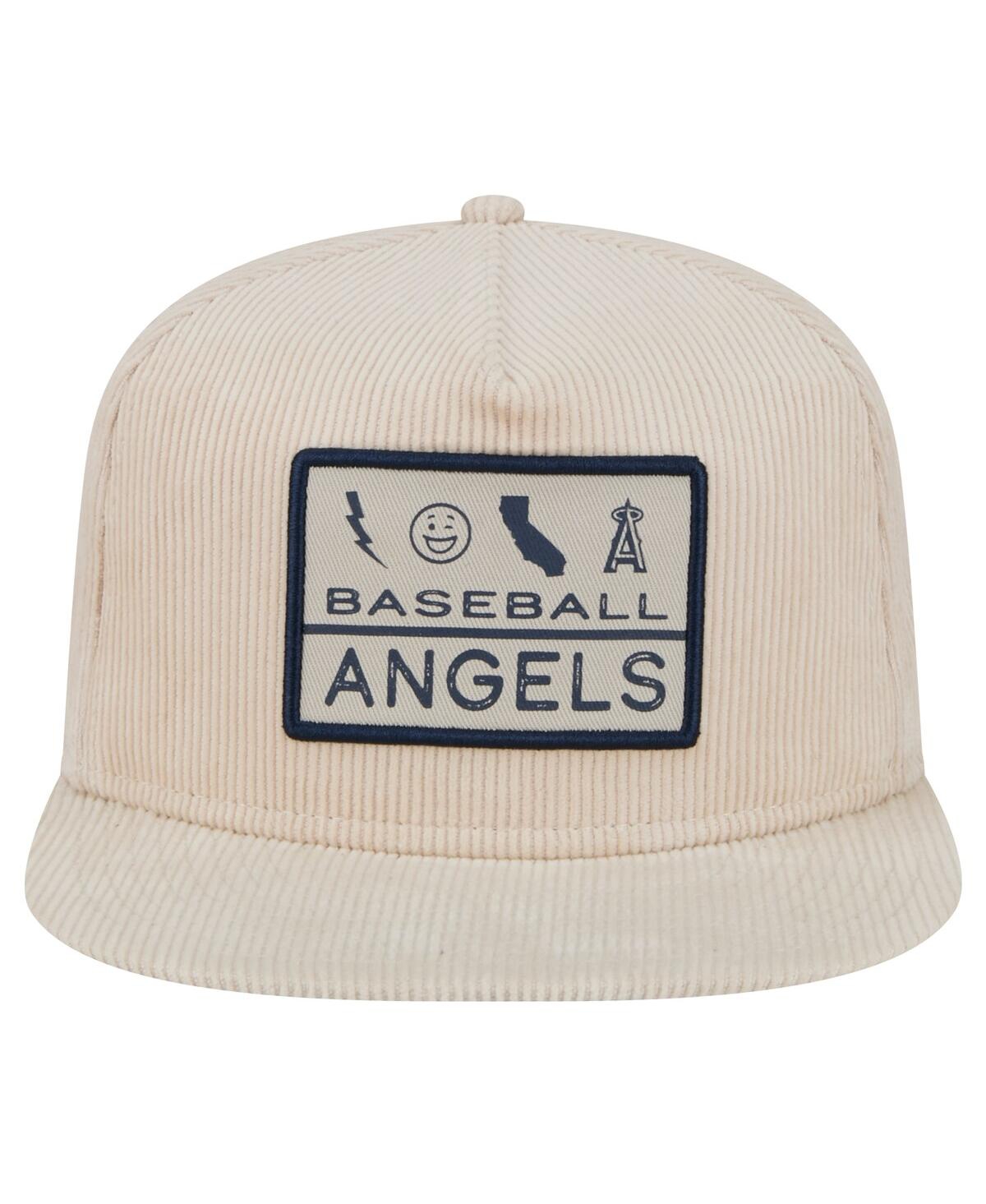 NEW ERA MEN'S KHAKI LOS ANGELES ANGELS SUMMER ESSENTIAL GOLFER SNAPBACK HAT 