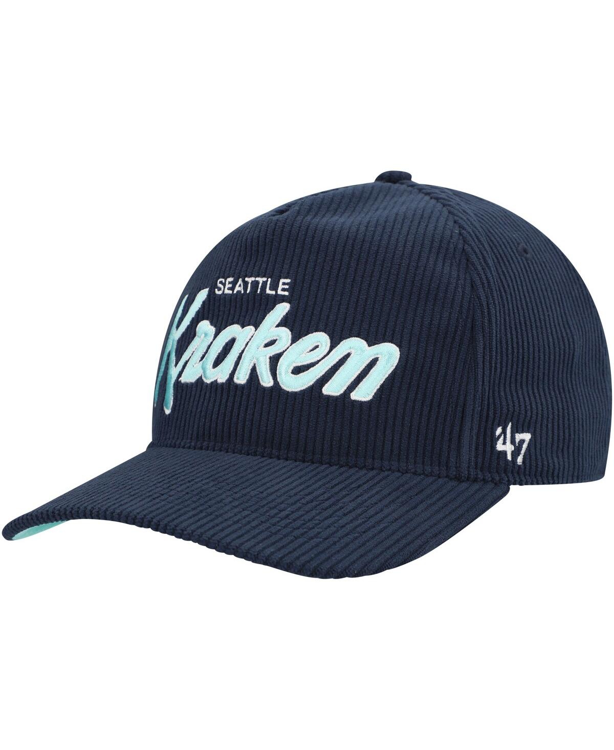 47 Brand Men's Navy Seattle Kraken Crosstown Corduroy Hitch Adjustable Hat In Navy