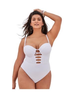 Women's Underwire Lace Up One Piece Swimsuit