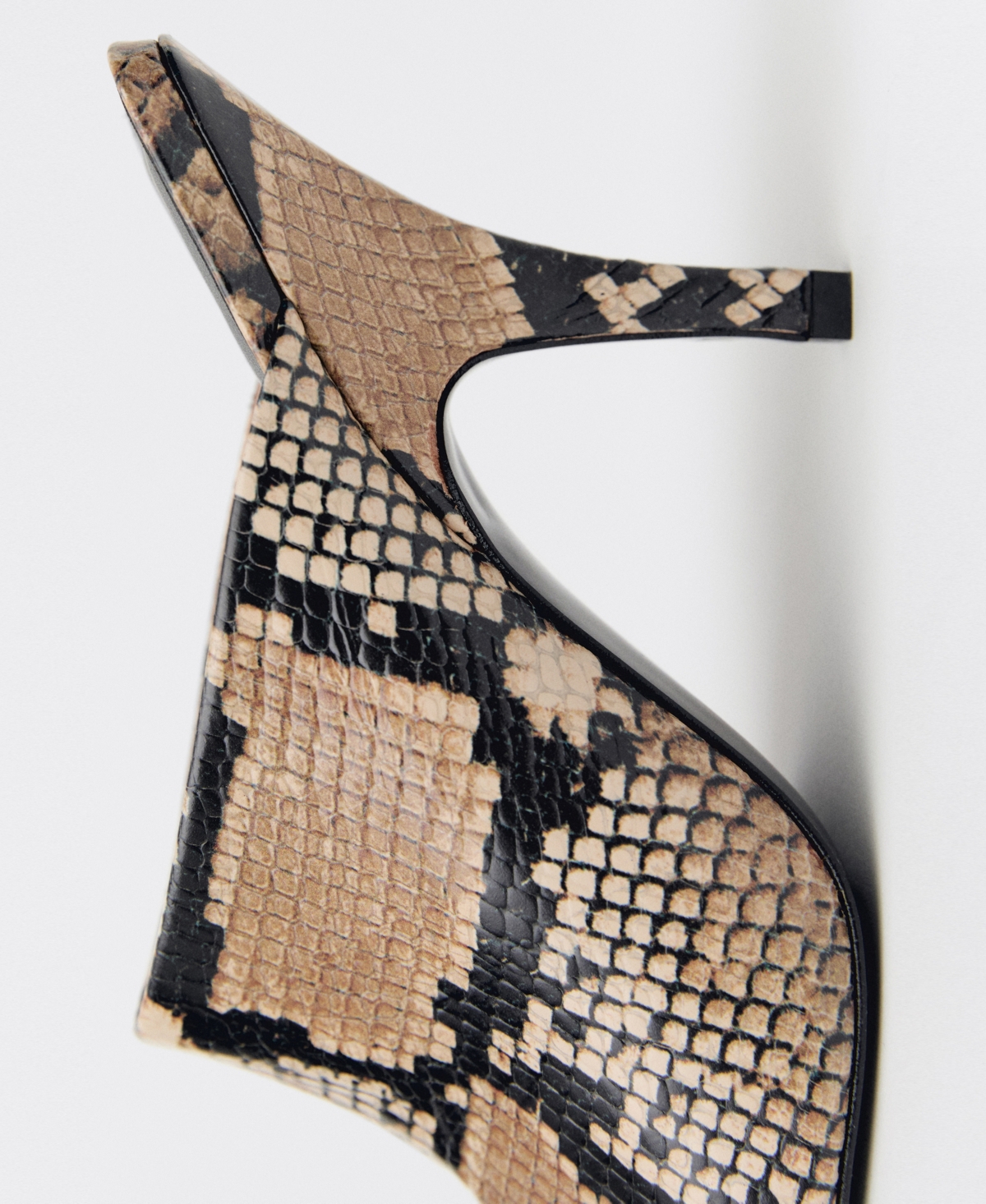 Mango Animal-print Open-back Leather Heeled Shoes Beige In Beige