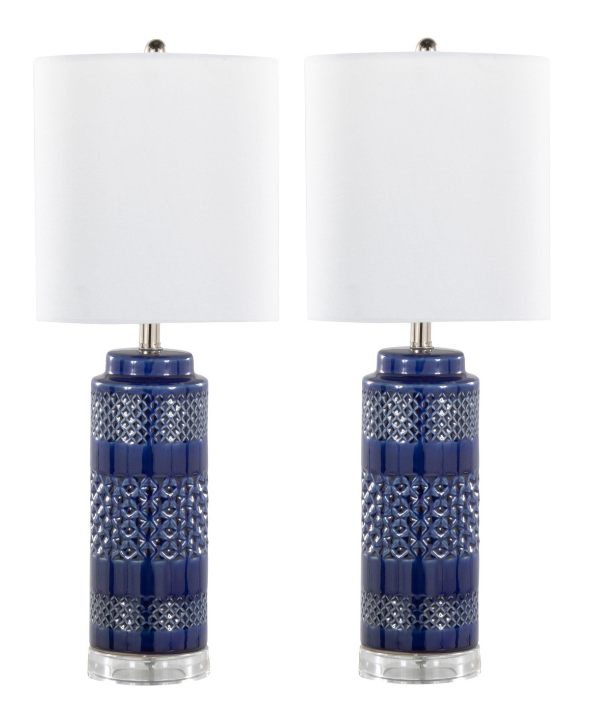 Lumisource Casa 21" Ceramic Table Lamp, Set Of 2 In Navy,white