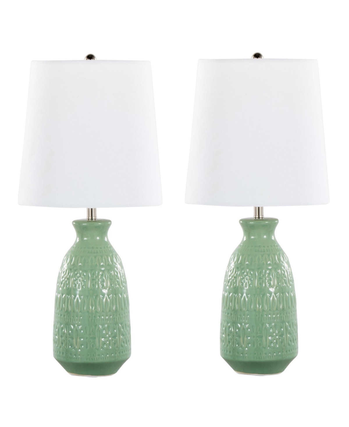 Lumisource Claudia 20" Ceramic Accent Lamp, Set Of 2 In Sage Green,white